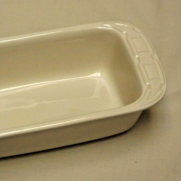 Longaberger Pottery Woven Traditions Heirloom Ivory Small Loaf Dish - Picture 4 of 11